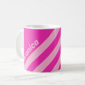 Retro Pink Sky Three Stripes with Name コーヒーマグカップ (正面左)