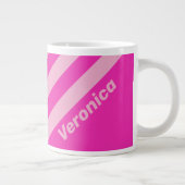 Retro Pink Sky Three Stripes with Name ジャンボコーヒーマグカップ (右)