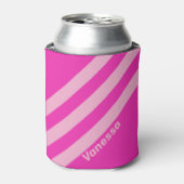 Retro Pink Sky Three Stripes with Name 缶クーラー (缶正面)