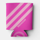 Retro Pink Sky Three Stripes with Name 缶クーラー (正面)