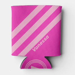Retro Pink Sky Three Stripes with Name 缶クーラー