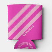 Retro Pink Sky Three Stripes with Name 缶クーラー (裏面)