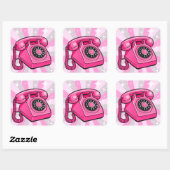 Retro Pink Sparkle Rotary Landline Phone  スクエアシール (シート)