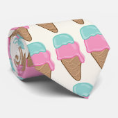 Retro Pink Strawberry and Mint Ice-Cream Cones Tie ネクタイ (ロール)