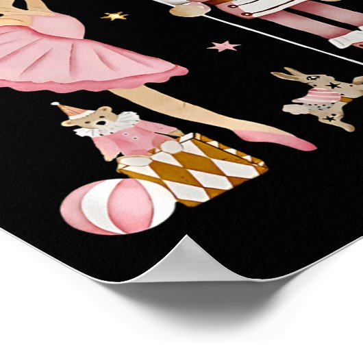 Retro Pink Sugar Plum Fairy Nutcracker Christmas C ポスター (角)