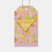 Retro Pink Summer Citrus Fruit Birthday ギフトタグ (正面)