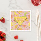 Retro Pink Summer Citrus Fruit Birthday スタンダードカクテルナプキン (インサイチュ)