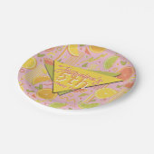 Retro Pink Summer Citrus Fruit Birthday ペーパープレート (アングル)