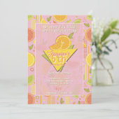 Retro Pink Summer Citrus Fruit Birthday 招待状 (スタンド正面)