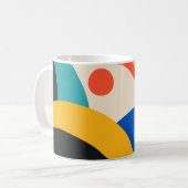Retro Pink Teal Blue Geometric Abstract コーヒーマグカップ (正面左)