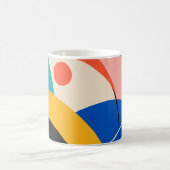 Retro Pink Teal Blue Geometric Abstract コーヒーマグカップ (中央)
