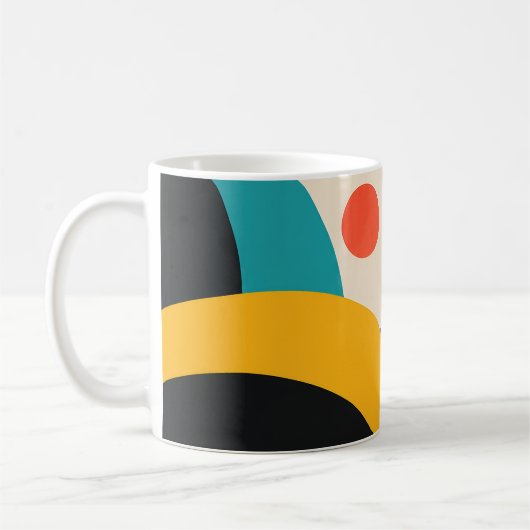 Retro Pink Teal Blue Geometric Abstract コーヒーマグカップ (左)