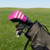 Retro Pink Three Across Striping with Name ゴルフヘッドカバー (インサイチュ)