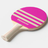 Retro Pink Three Across Striping with Name 卓球ラケット (正面アングル)