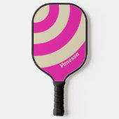 Retro Pink Three Circle Stripe with Name ピックルボールラケット (裏面)