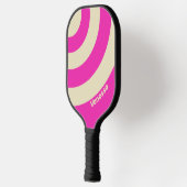Retro Pink Three Circle Stripe with Name ピックルボールラケット (左)