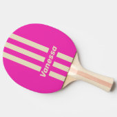 Retro Pink Three Pin Stripes with Name 卓球ラケット (横)