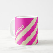 Retro Pink Three Stripes with Name コーヒーマグカップ (正面左)