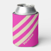 Retro Pink Three Stripes with Name 缶クーラー (缶正面)
