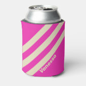 Retro Pink Three Stripes with Name 缶クーラー (缶裏面)
