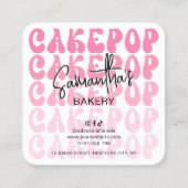 Retro Pink Trendy Cake Pops Care Instructions Card スクエア名刺 (正面)