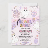 Retro Pink Wave Halloween Ghoul Gang Birthday 招待状 (正面)