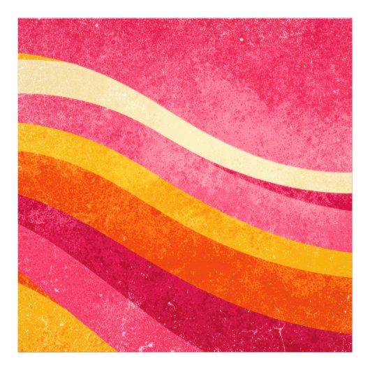 Retro Pink Waves – Vintage Wavy Background フォトプリント (正面)
