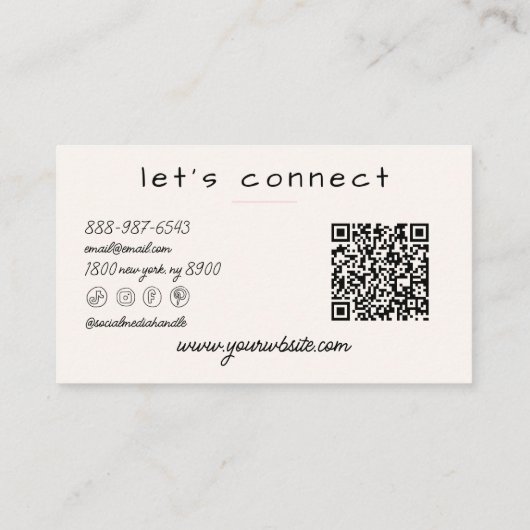 Retro Pink Wavy Checkered Girly Pastel QR Code 名刺 (裏面)