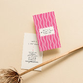 Retro Pink Wavy Stripes Trendy Boho Fun Girly 名刺