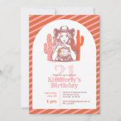 Retro Pink Western Cowgirl 21st Birthday Party 招待状 (正面)