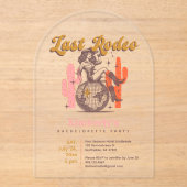 Retro Pink Yellow Cowgirl Last Disco Nash Bash アクリル招待状 (正面)