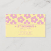 Retro Pink Yellow Groovy Floral Girly Unique 70s 名刺 (裏面)