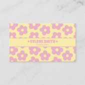 Retro Pink Yellow Groovy Floral Girly Unique 70s 名刺 (正面)
