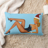 RETRO PINUP GIRL CHRISTMAS LUMBAR PILLOW ランバークッション (ブランケット)