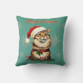 Retro Pinup Vintage Cat Christmas  クッション (裏面)