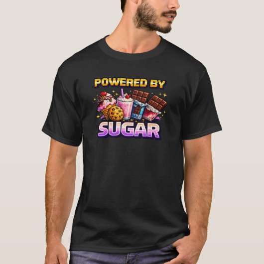 Retro Pixel Arcade Powered By Sugar T-Shirt Tシャツ (正面)