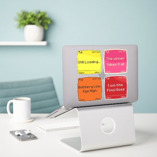 Retro Pixel Art  シール (デスク上のノートパソコン)