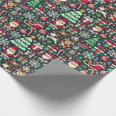 Retro Pixel Art Christmas Wrapping Paper ラッピングペーパー (角)