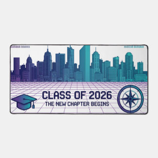 Retro Pixel Art Class of 2026 Cyberpunk Cityscape  デスクマット