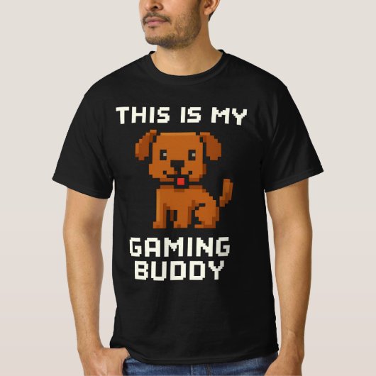 Retro Pixel Art Dog – “This Is My Gaming Buddy Gam Tシャツ (正面)