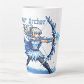 Retro Pixel Art Frost Archer Warrior カフェラテマグ (正面)