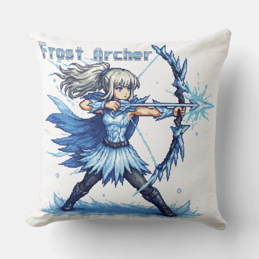 Retro Pixel Art Frost Archer Warrior クッション (正面)