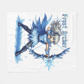 Retro Pixel Art Frost Archer Warrior フリースブランケット (正面(横))
