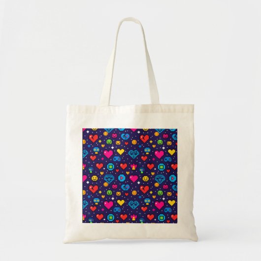 Retro Pixel Art Gaming Canvas Tote Bag トートバッグ (正面)