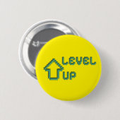 Retro Pixel Art Level Up Pin Button 缶バッジ (正面&裏面)