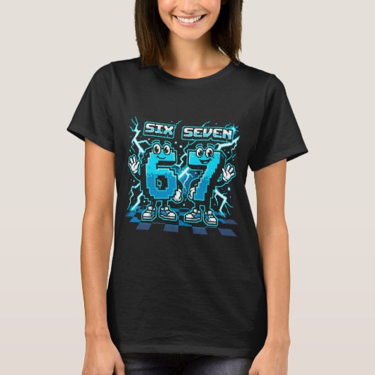 Retro Pixel Art Number 67 Shirt - 8-Bit Gaming Gra Tシャツ (正面)