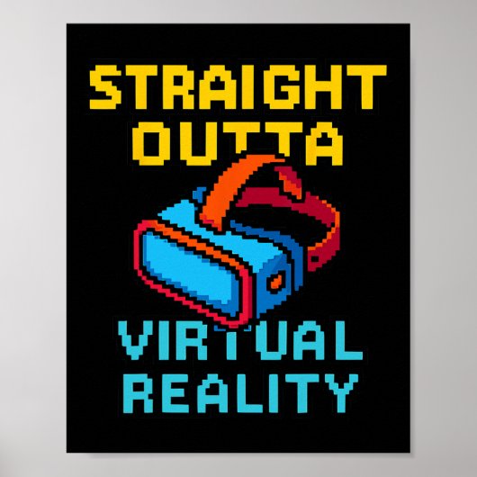 Retro Pixel Art Virtual Reality Graphic For A Vr G ポスター (正面)