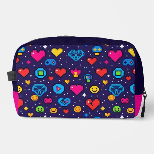 Retro Pixel Gaming Aesthetic Makeup Bag ドップキット (正面)