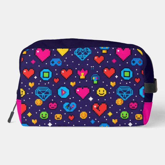 Retro Pixel Gaming Aesthetic Makeup Bag ドップキット (裏面)