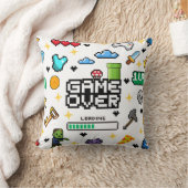 Retro Pixel Gaming Throw Cushion Video Gamer Gift クッション (ブランケット)